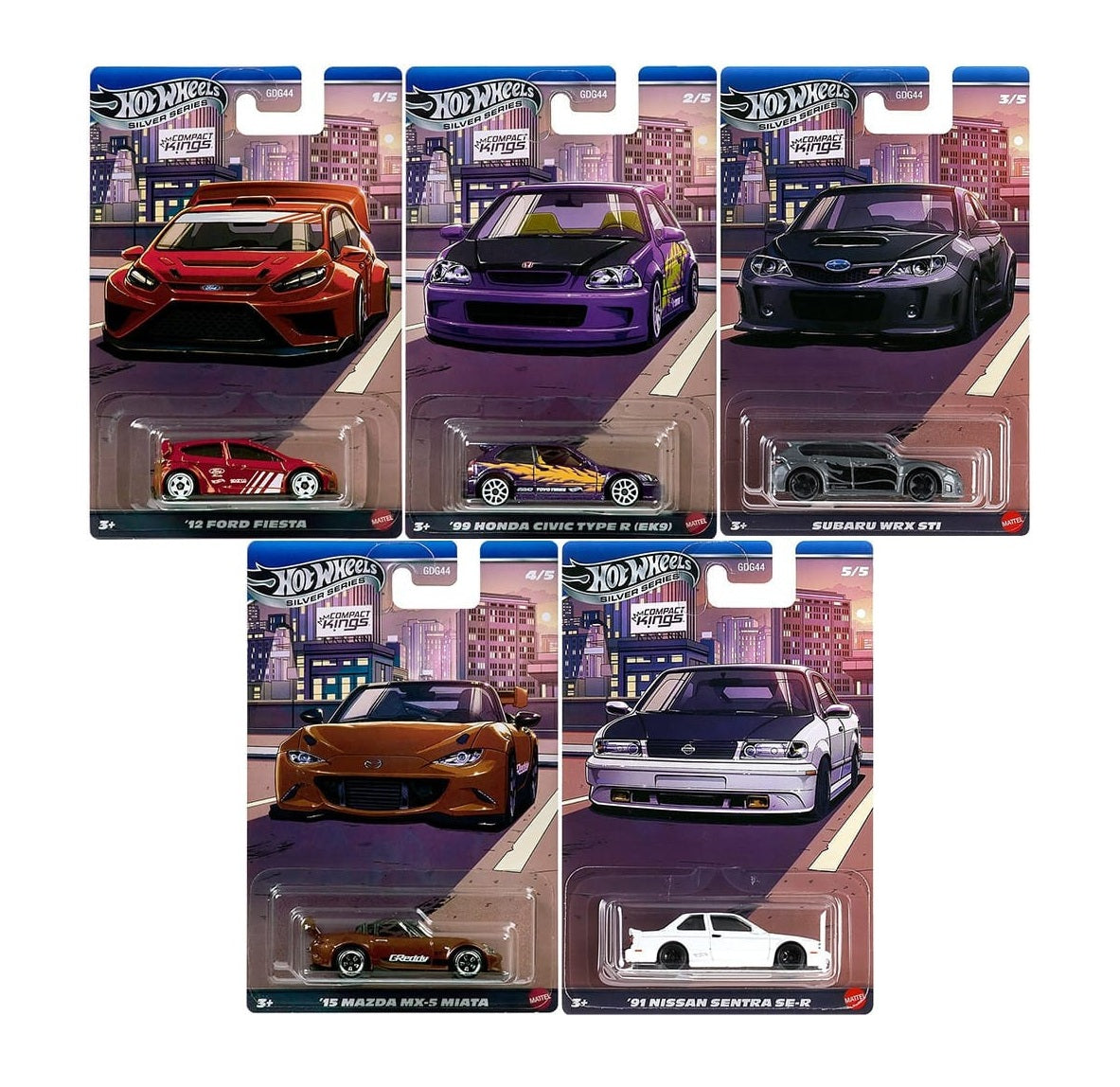 Hot Wheels - Set 5 Models - Silver Series Compact Kings Full Set - 1/64 Scale
